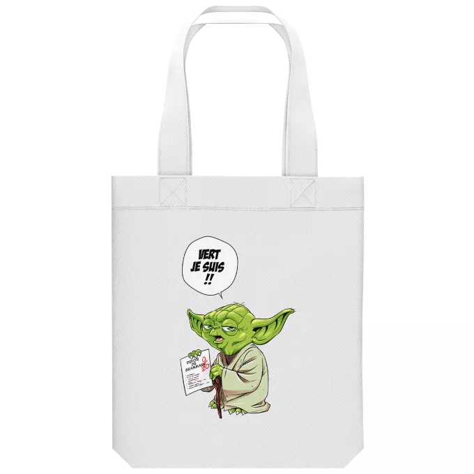 Sac Tote Bag en coton Bio Parodie Star Wars Vert, je suis !! - Yoda