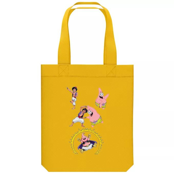 Organic Cotton Tote Bag Parody of Dragon Ball Super Majin Buu, Patrick Star and Aladdin