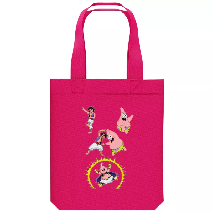Organic Cotton Tote Bag Parody of Dragon Ball Super Majin Buu, Patrick Star and Aladdin