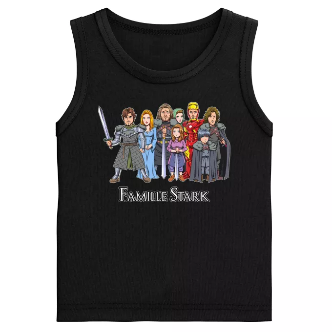 Débardeurs Enfants Garçons Parodie Game of Thrones The Stark Family (Avec Robert Downey Jr dans le rôle de Tony) - Eddard, Catelyn, Robb, Sansa, Arya, Brian, Rickon, Tony Stark (Robert Downey Jr dans le rôle de Tony)