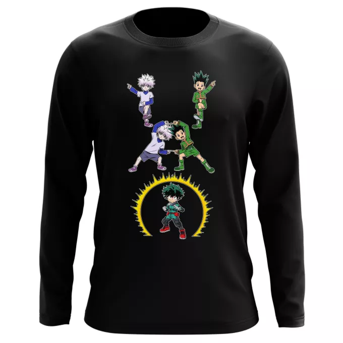 Långärmad T-Shirts Parodi My Hero Academia Gon, Killua och Deku (Izuku Midoriya)