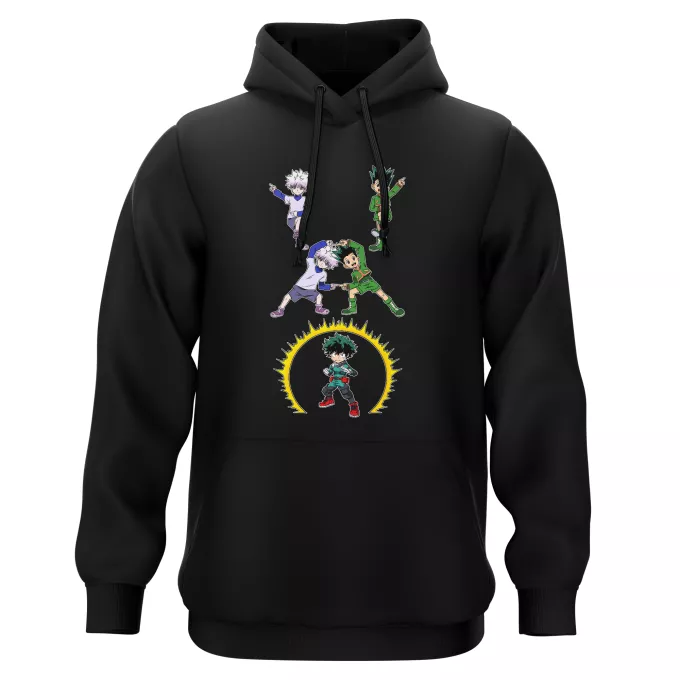 Tröjor med huva Parodi My Hero Academia Gon, Killua och Deku (Izuku Midoriya)