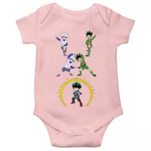 My Hero Academia parodi Rosa Body baby korta ärmar (flicka) - Gon, Killua och Deku (Izuku Midoriya) (Högklassig Body Baby - Tryckt i Frankrike - Ref : 1114)