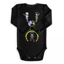My Hero Academia parodi Svart Body baby långa ärmar - Gon, Killua och Deku (Izuku Midoriya) (Högklassig Body Baby - Tryckt i Frankrike - Ref : 1114)
