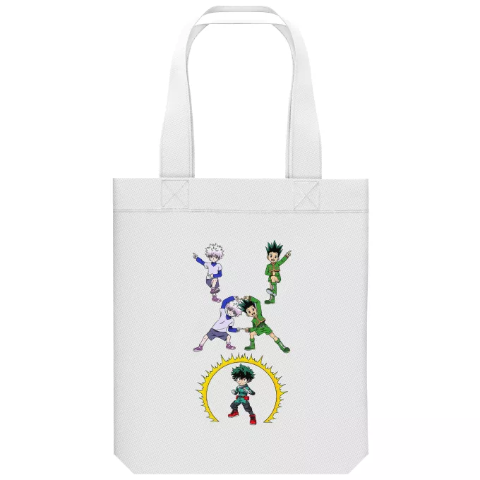 Ekologisk bomullsväska (Tote Bag) Parodi My Hero Academia Gon, Killua och Deku (Izuku Midoriya)