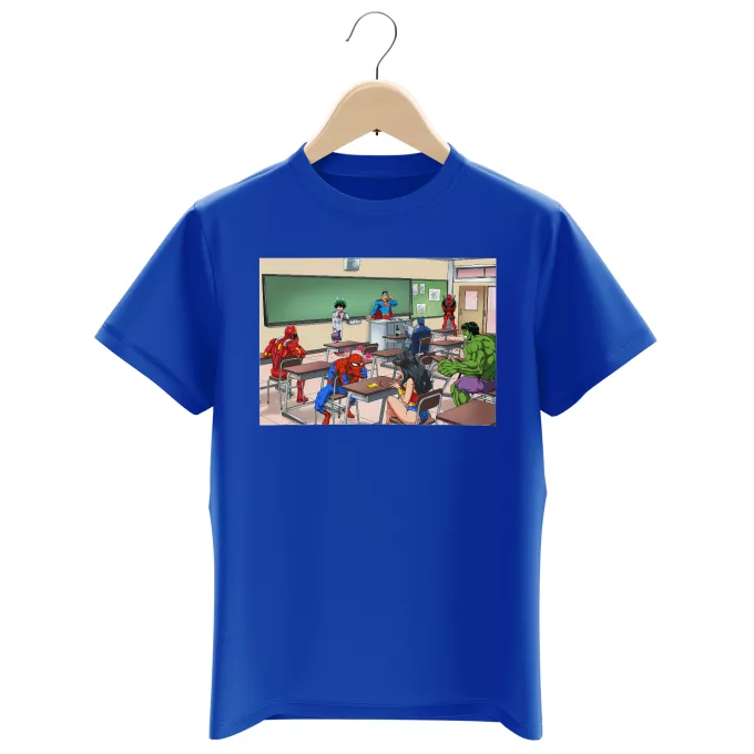 Boys Kids T-shirts Parody of My Hero Academia Deku class mistake with Deadpool, Superman, Iron Man, Wonder Woman, Spider-man, Batman and the Incredible Hulk