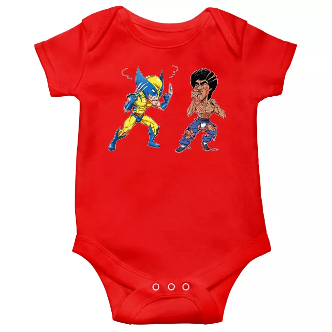 Body per bambini a maniche corte Paoridia Wolverine Wolverine Vs Bruce-Lee