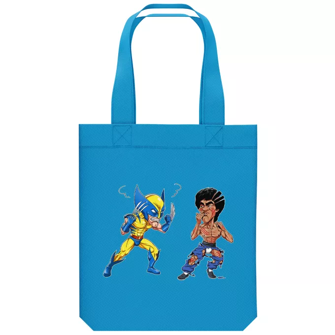 Borsa Tote Bag in cotone organico Paoridia Wolverine Wolverine Vs Bruce-Lee