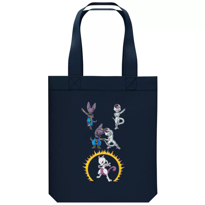 Organic Cotton Tote Bag Parody of Pokémon Beerus, Frieza and Mewtwo