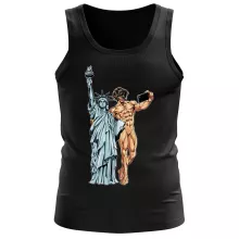 Eren Yeager Heren tanktop “Eren Yeager en het Vrijheidsbeeld” – Attack on Titan parodie