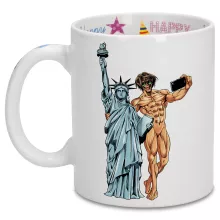 Taza Eren Jaeger “Eren Jaeger e la estatua de la Libertad” – Parodia de Shingeki no Kyojin