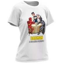 T-shirt Femme Iron Man « Barman, le super Héros du quotidien ! » – Parodie Batman