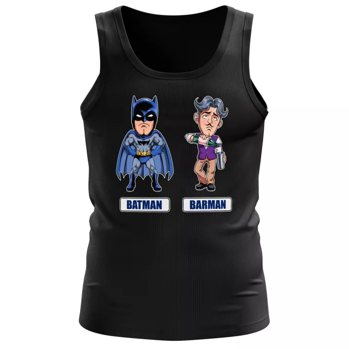 Débardeurs Hommes Parodie Batman Les 2 Super-Héros de la Nuit !! - Barman