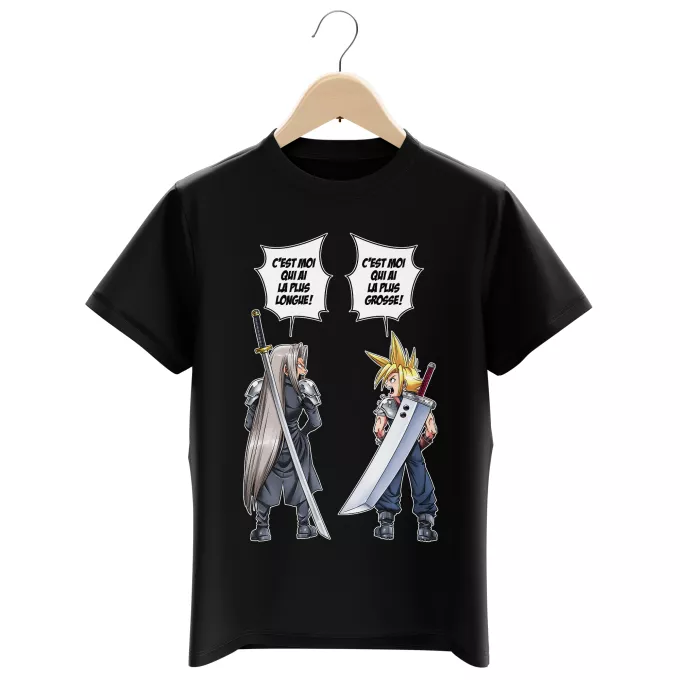 T-shirts Enfants Garçons Parodie Final Fantasy VII - FFVII Final Fantazizi Remake ! - Clad Strife Vs Sephiroth
