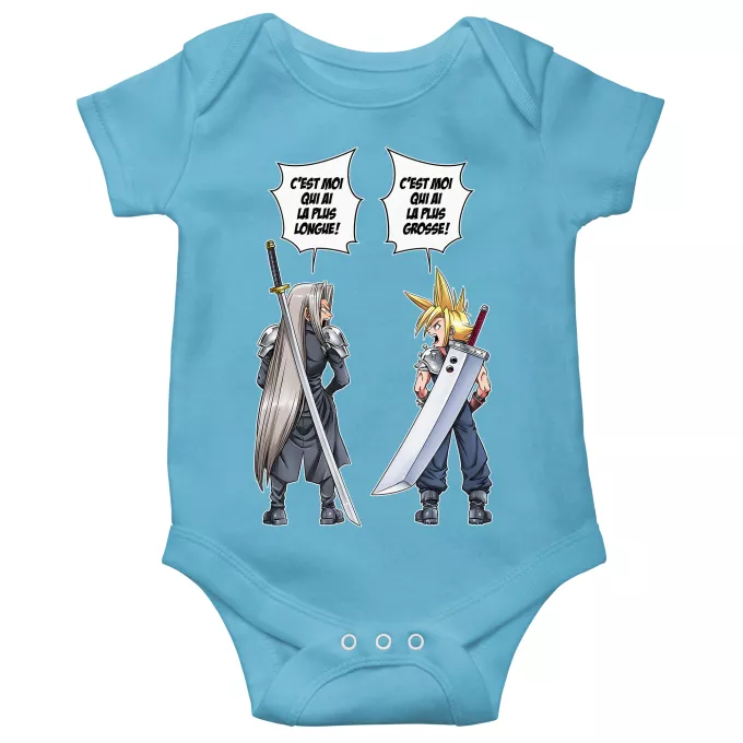 Body bébé manches courtes (garçons) Parodie Final Fantasy VII - FFVII Final Fantazizi Remake ! - Clad Strife Vs Sephiroth