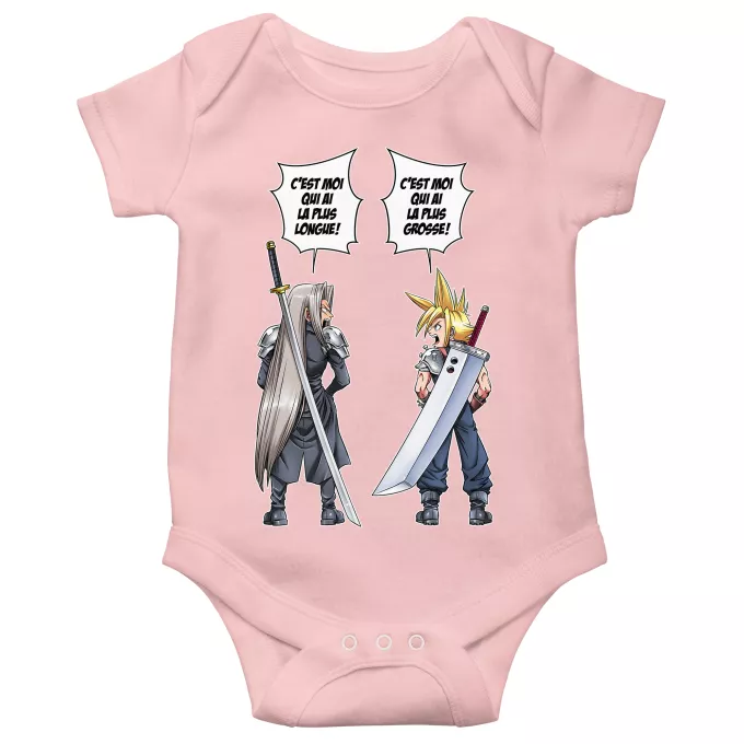 Body bébé manches courtes (Filles) Parodie Final Fantasy VII - FFVII Final Fantazizi Remake ! - Clad Strife Vs Sephiroth
