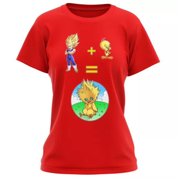 Women T-shirts Parody of Dragon Ball Z - DBZ Baby Chocobo, Vegeta and Tweety