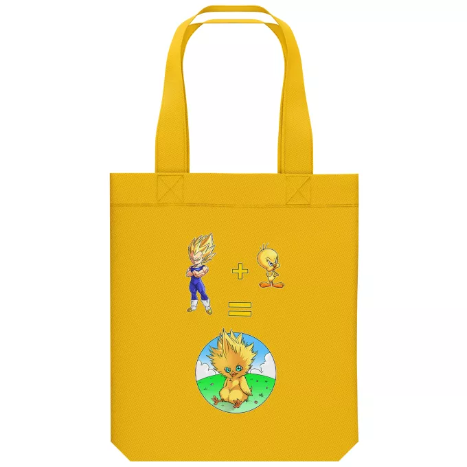 Organic Cotton Tote Bag Parody of Dragon Ball Z - DBZ Baby Chocobo, Vegeta and Tweety