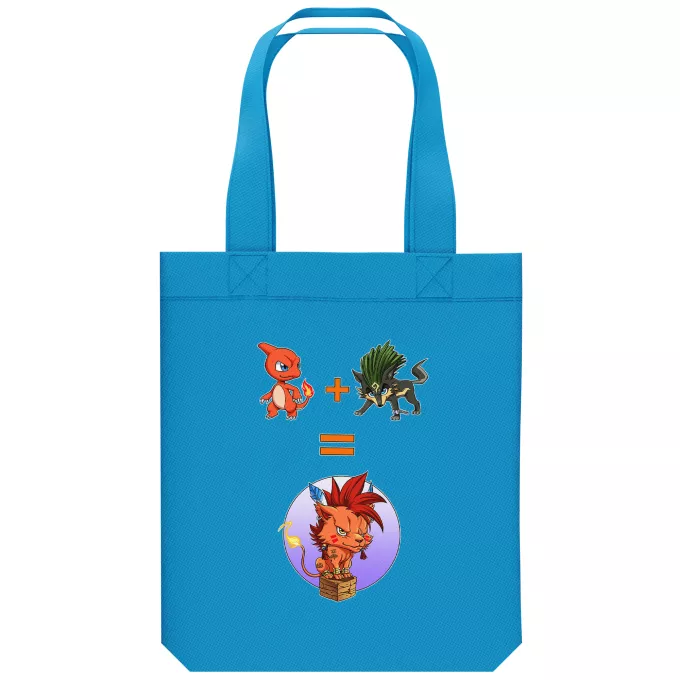 Organic Cotton Tote Bag Parody of Pokémon Red XIII, Link Wolf and Charmeleon
