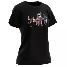 Mando Women T-shirt “Mando the Mandalorian aka Din Djarin, Wile E. Coyote and the Road Runner” – Star Wars parody