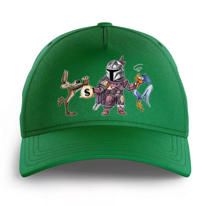 Kids Caps Parody of Star Wars Mando the Mandalorian aka Din Djarin, Wile E. Coyote and the Road Runner