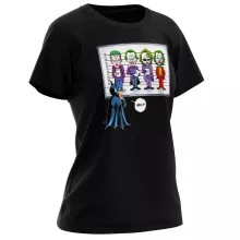 Damen T-shirt “Batman und Der Joker (Jared Letho, Jack Nicholson, Heath Ledger und Joaquin Phoenix)” – Parodie auf Batman