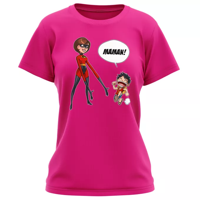 T-shirts Femmes Parodie One Piece Super Maman !! - Elasticgirl la Maman indestructible, Luffy