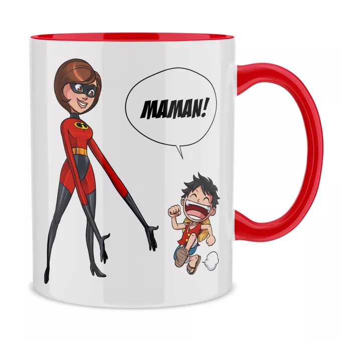 Mugs Parodie One Piece Super Maman !! - Elasticgirl la Maman indestructible, Luffy