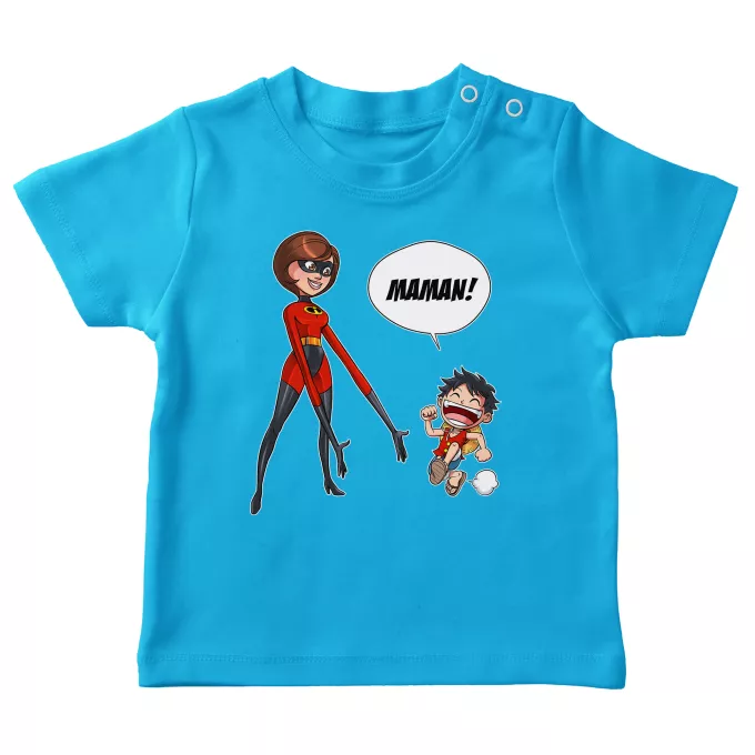 T-shirts bébé Parodie One Piece Super Maman !! - Elasticgirl la Maman indestructible, Luffy