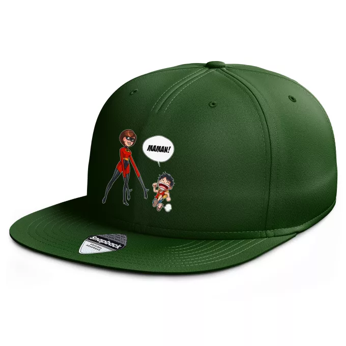 Casquette Rap Snapback Parodie One Piece Super Maman !! - Elasticgirl la Maman indestructible, Luffy