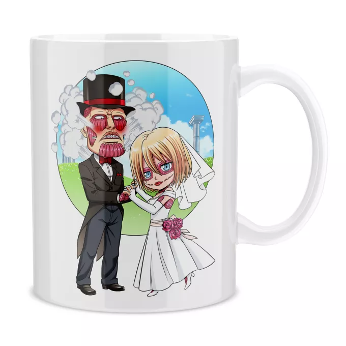 Annie Leonhart Mug “Annie Leonhart The Female Titan and Bertolt Hoover The colossal Titan” – Attack on Titan parody
