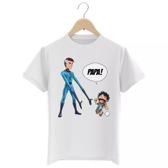T-shirts Enfants Garçons Parodie One Piece Un papa Fantastique ! - Luffy, Mr Fantastique aka Mr Fantastic