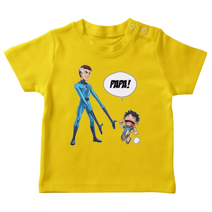 T-shirts bébé Parodie One Piece Un papa Fantastique ! - Luffy, Mr Fantastique aka Mr Fantastic