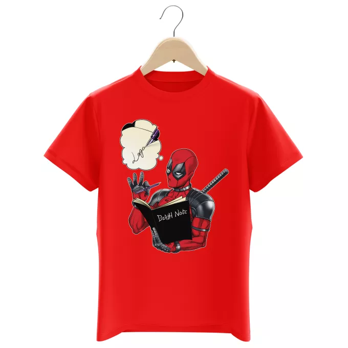 T-shirts för barn Parodi Deadpool Deadpool, Logan aka Wolverine och Death Note