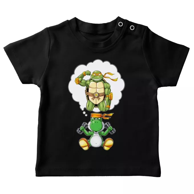 Baby's T-shirts Parody of Yoshi Yoshi and Michelangelo - Ninja Turtles