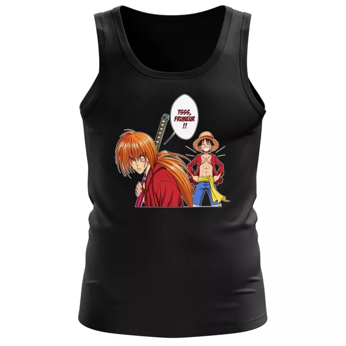 Débardeurs Hommes Parodie One Piece L'élève dépasse le Maître... - Kenshin, Luffy, Kenshin Himura, Rurouni Kenshin, Monkey D Luffy, Mugiwara no Luffy