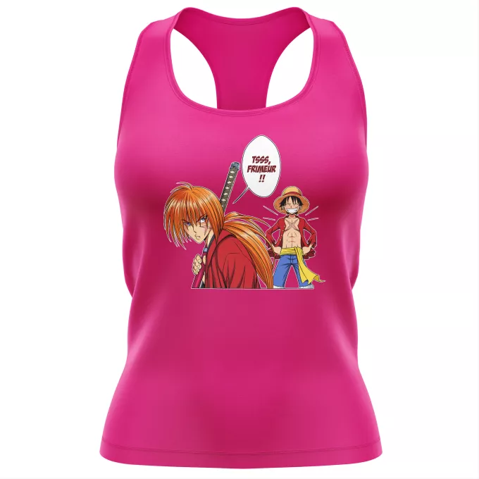 Débardeur Femme Parodie One Piece L'élève dépasse le Maître... - Kenshin, Luffy, Kenshin Himura, Rurouni Kenshin, Monkey D Luffy, Mugiwara no Luffy