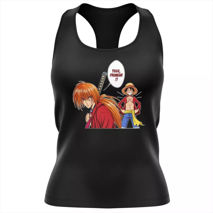 Débardeur Femme Parodie One Piece L'élève dépasse le Maître... - Kenshin, Luffy, Kenshin Himura, Rurouni Kenshin, Monkey D Luffy, Mugiwara no Luffy