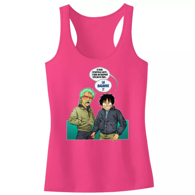 Débardeur Enfant Fille Parodie One Piece La Bagarre !! - Monkey D. Luffy, Zorro Roronoa