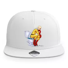 Gorra de pico plano (Gorra de rapero) Amarilla Dorada parodia de One-Punch Man - Saitama (Gorra de primera calidad - impresa en Francia - Réf : 1184)