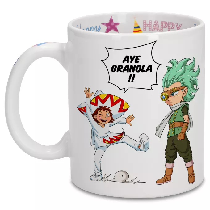 Mugs Anniversaire Parodie Dragon Ball Super Aye Granola !! - Granola l'être le plus puissant de l'univers
