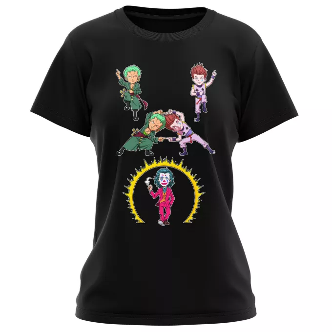 Vrouwen T-Shirts Parodie One Piece Hisoka, De Joker en Zoro