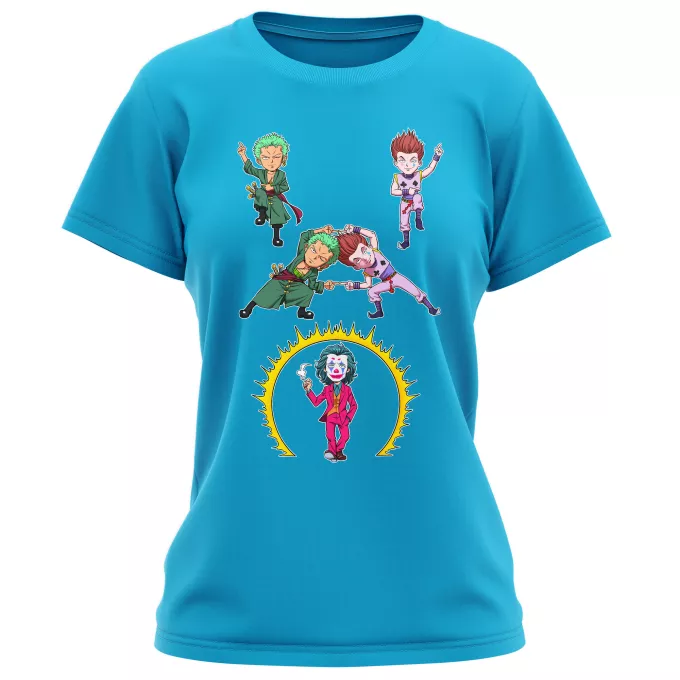 Damen T-shirts Parodie auf One Piece Hisoka, Der Joker und Zorro