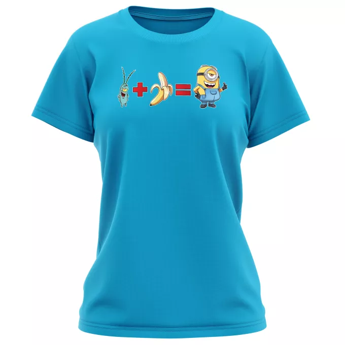 Women T-shirts Parody of Minions Plankton and banana equal Minion