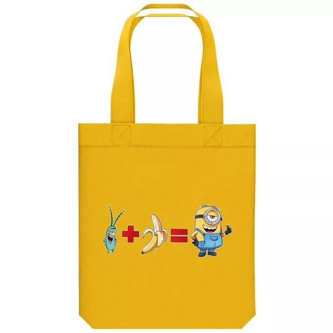 Shopper (Tote Bag) aus Bio-Baumwolle Parodie auf Minions Plankton und Banane gleich Minion
