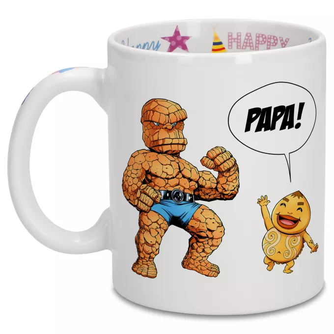 Mugs Anniversaire Parodie Zelda Un papa solide comme un roc ! - La Chose des 4 Fantastiques et un Goron