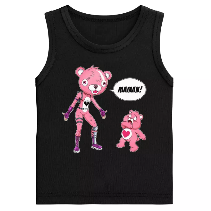 Débardeurs Enfants Garçons Parodie Bisounours Une maman sacrément caline ! - Ours Rose Experte des Câlins