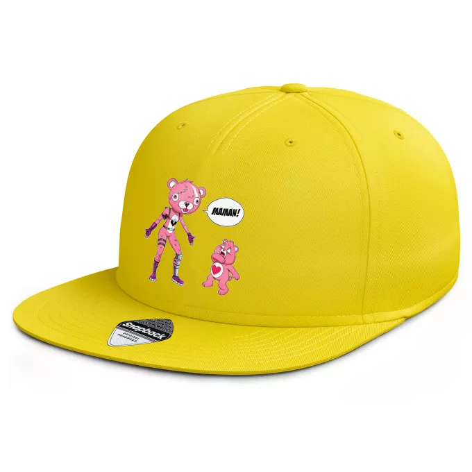 Casquette Rap Snapback Parodie Bisounours Une maman sacrément caline ! - Ours Rose Experte des Câlins