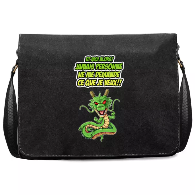 Sac à Bandoulière Premium Parodie Dragon Ball Z - DBZ Jamais personne me demande ce que je veux - Shenron