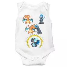 Charizard Sleeveless Baby Bodysuit “Charizard, Mega Charizard X and Hades” – Pokémon parody